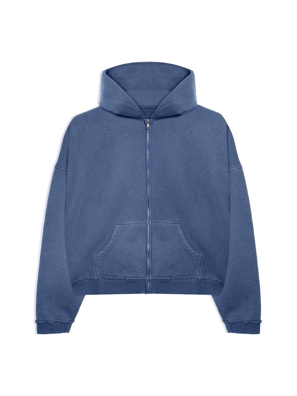 RAW EDGE CROP ZIP HOODIE
