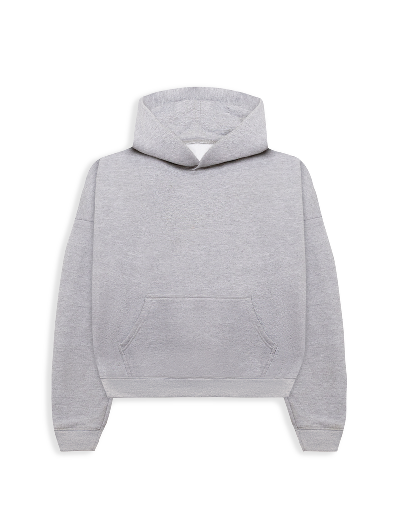 HEATHER GREY CROP HOODIE